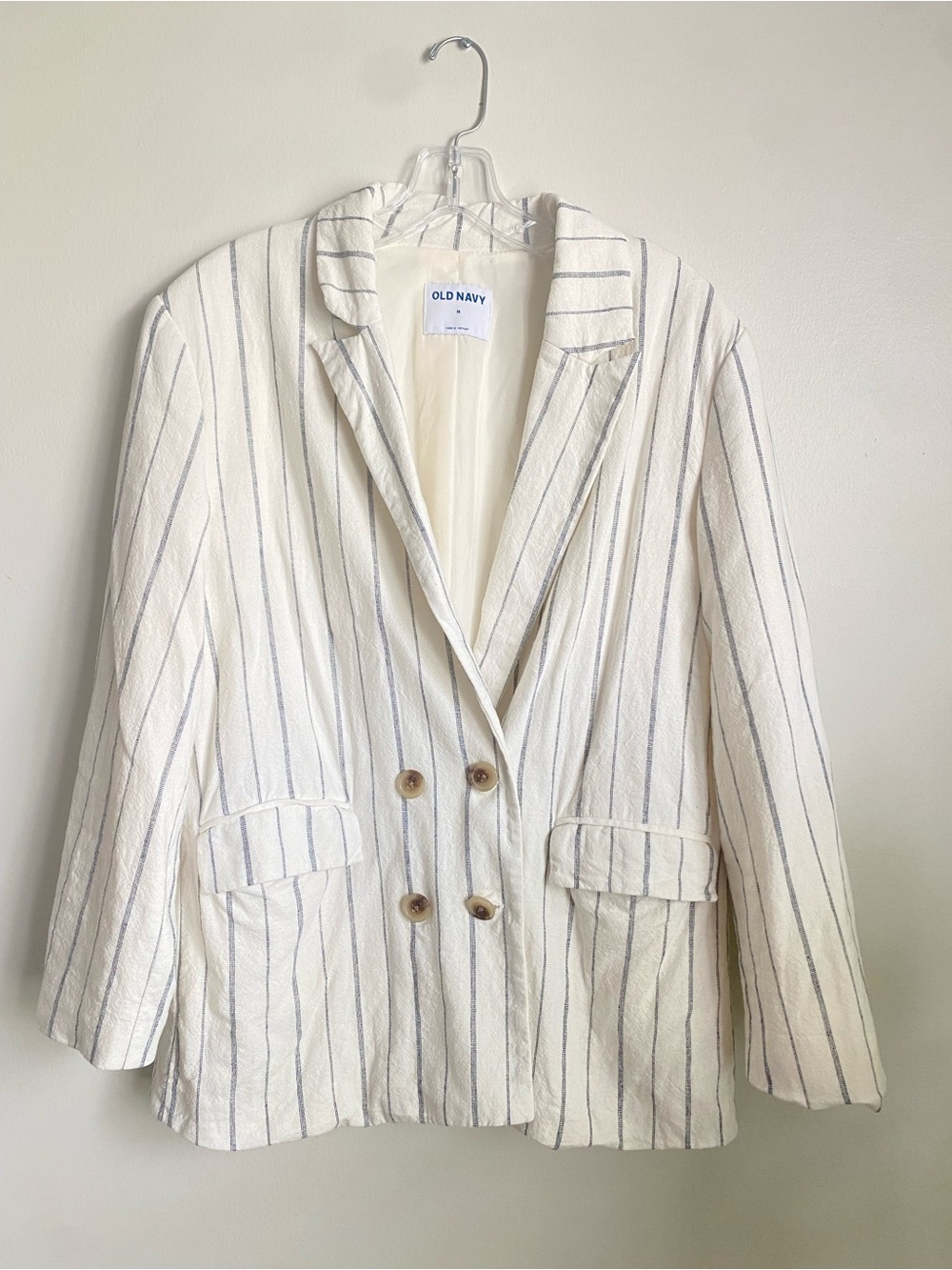 Old Navy Linen Blend Striped Blazer Jacket M